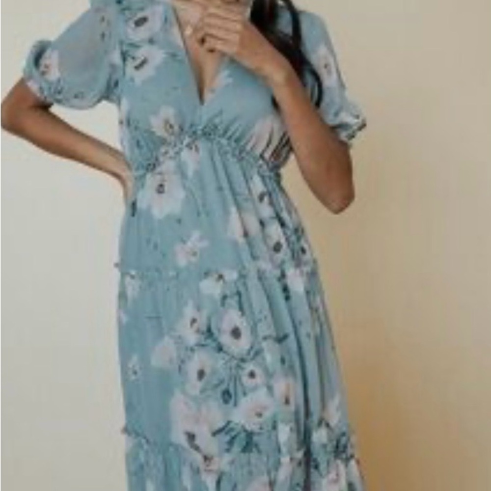 Baltic Born Light Blue Floral Maxi Dress